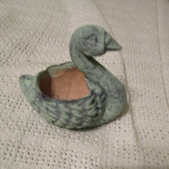 Vintage Apothecary Green Terra Cotta Swan Planter - Picture 2 of 5